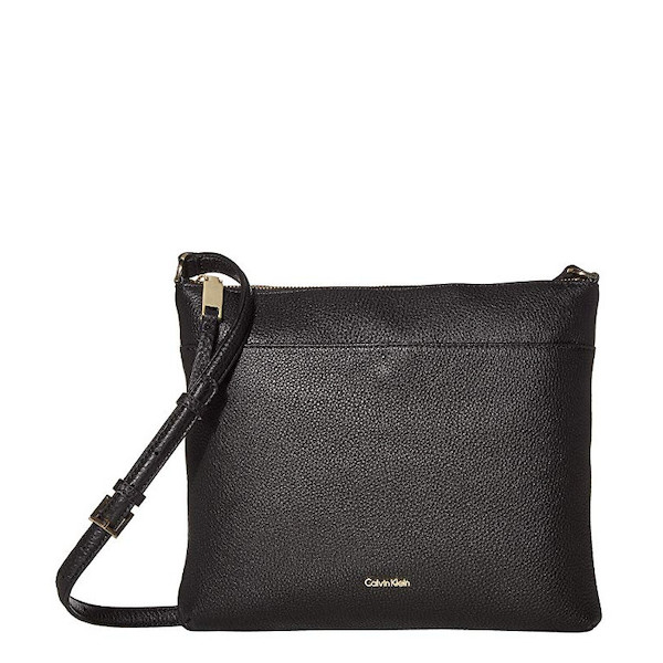 Calvin Klein Lily Key Item Pebble Leather Large Crossbody Black