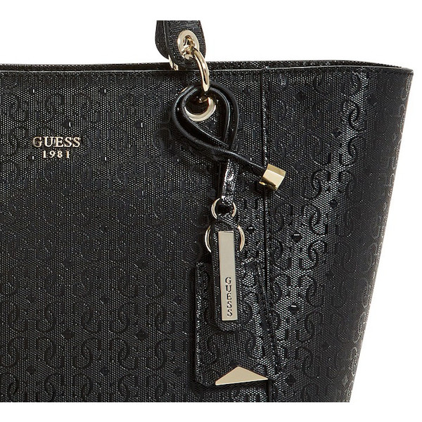 GUESS Kamryn GShine Tote Black Gold
