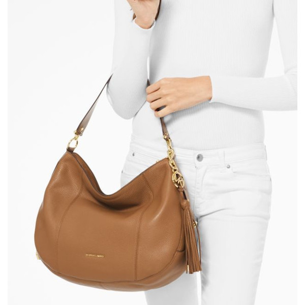 Michael Kors Brooke Large Pebbled Leather Shoulder Bag Acorn