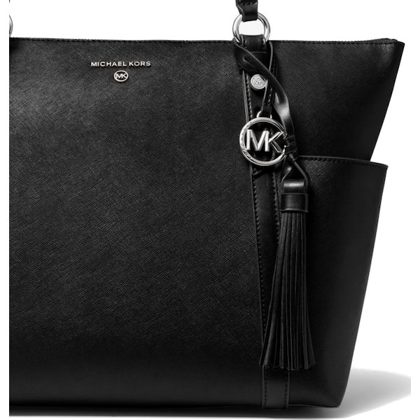 Michael Kors Nomad Large Saffiano Leather Top-Zip Tote Bag Black