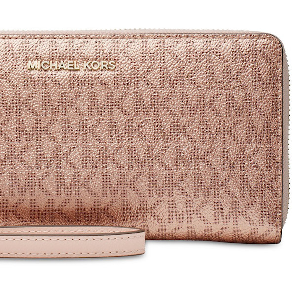 michael michael kors boxed metallic signature travel continental wallet