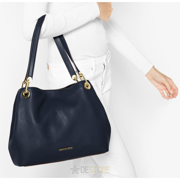 Michael Kors Raven Large Leather Shoulder Bag Admiral