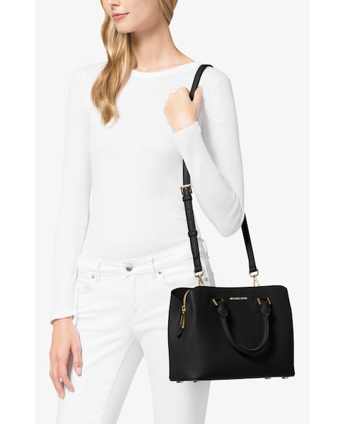 Michael kors savannah large satchel black on sale
